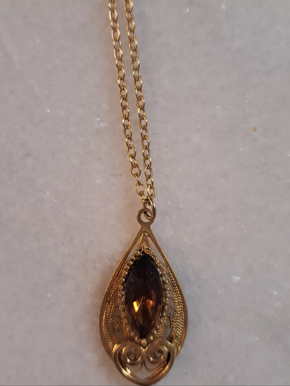 1950's West German Gold Tone Pendant Necklace